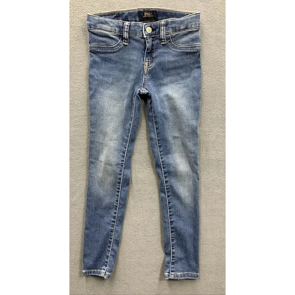 Polo Ralph Lauren Boys Denim Jeans The Aubrie Legging School Blue Size 6